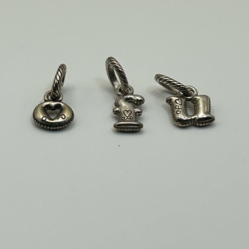 Brighton Alphabet Charms Qty 3 "f" "o" "u" Silver Plated 1" Petite - Picture 5 of 8